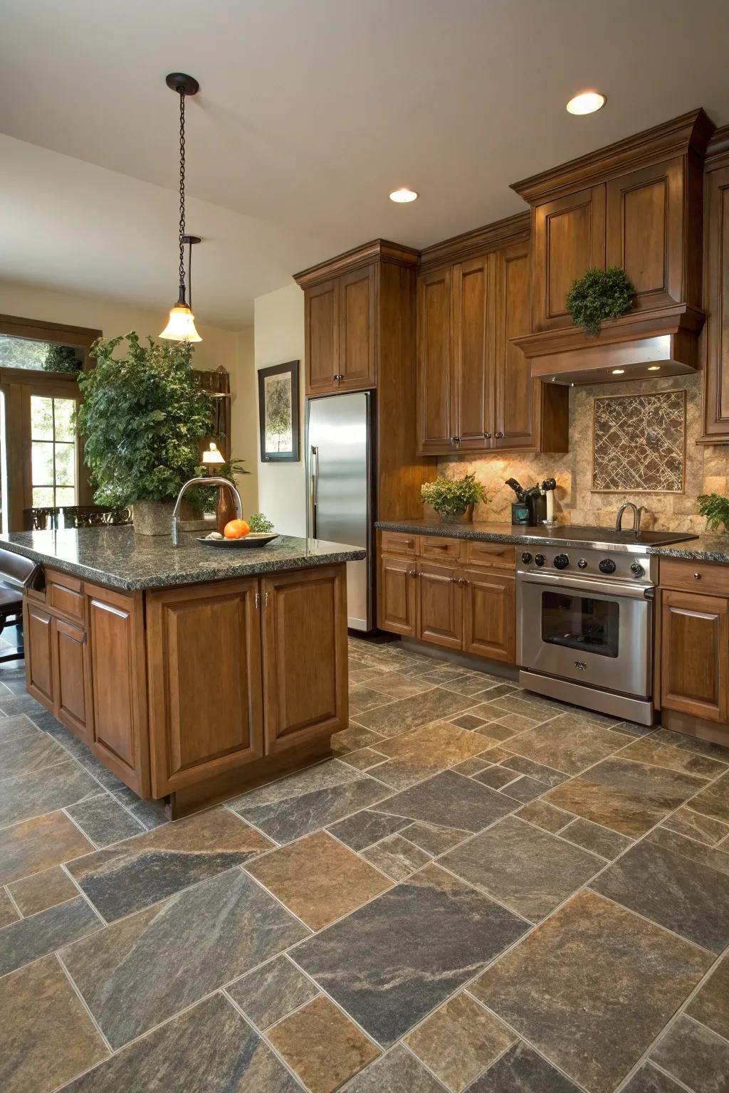 Savor the allure of stone with low-maintenance vinyl.