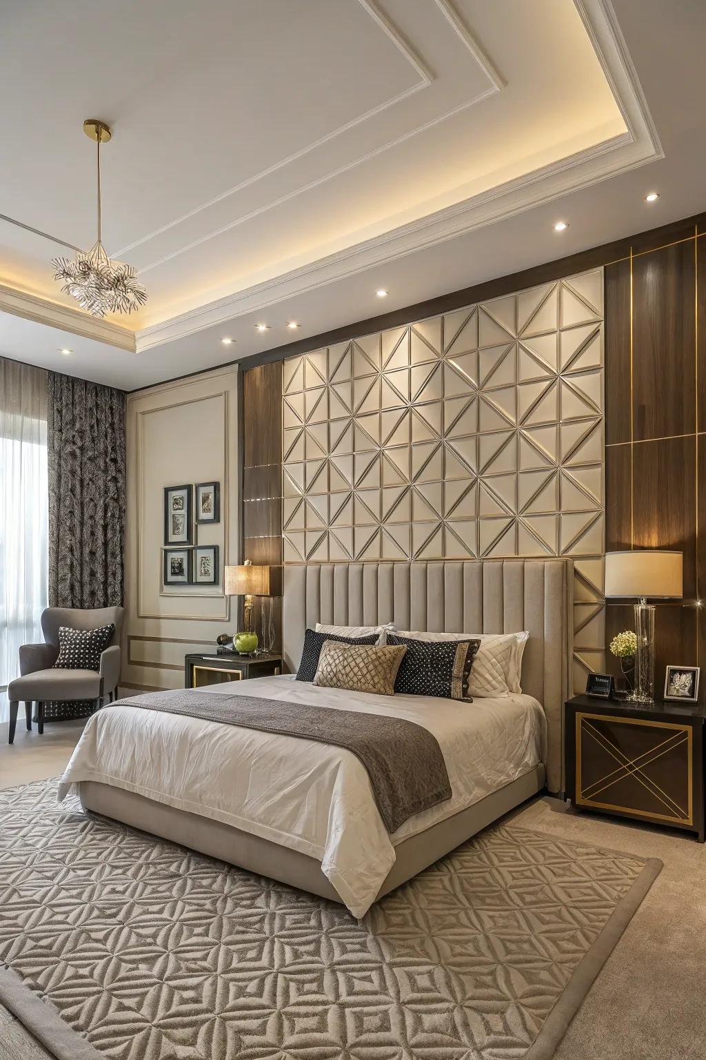 Geometric designs in paneling make a striking, artistic statement.