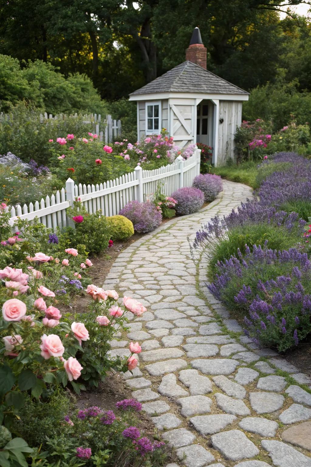 Brickwork paths deliver old-world charm to gardens.
