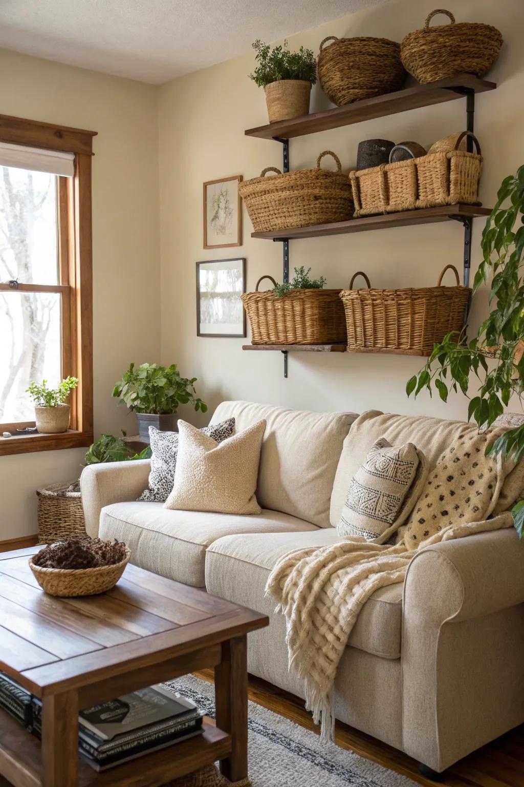 Extend your design with vessels above furnishings.
