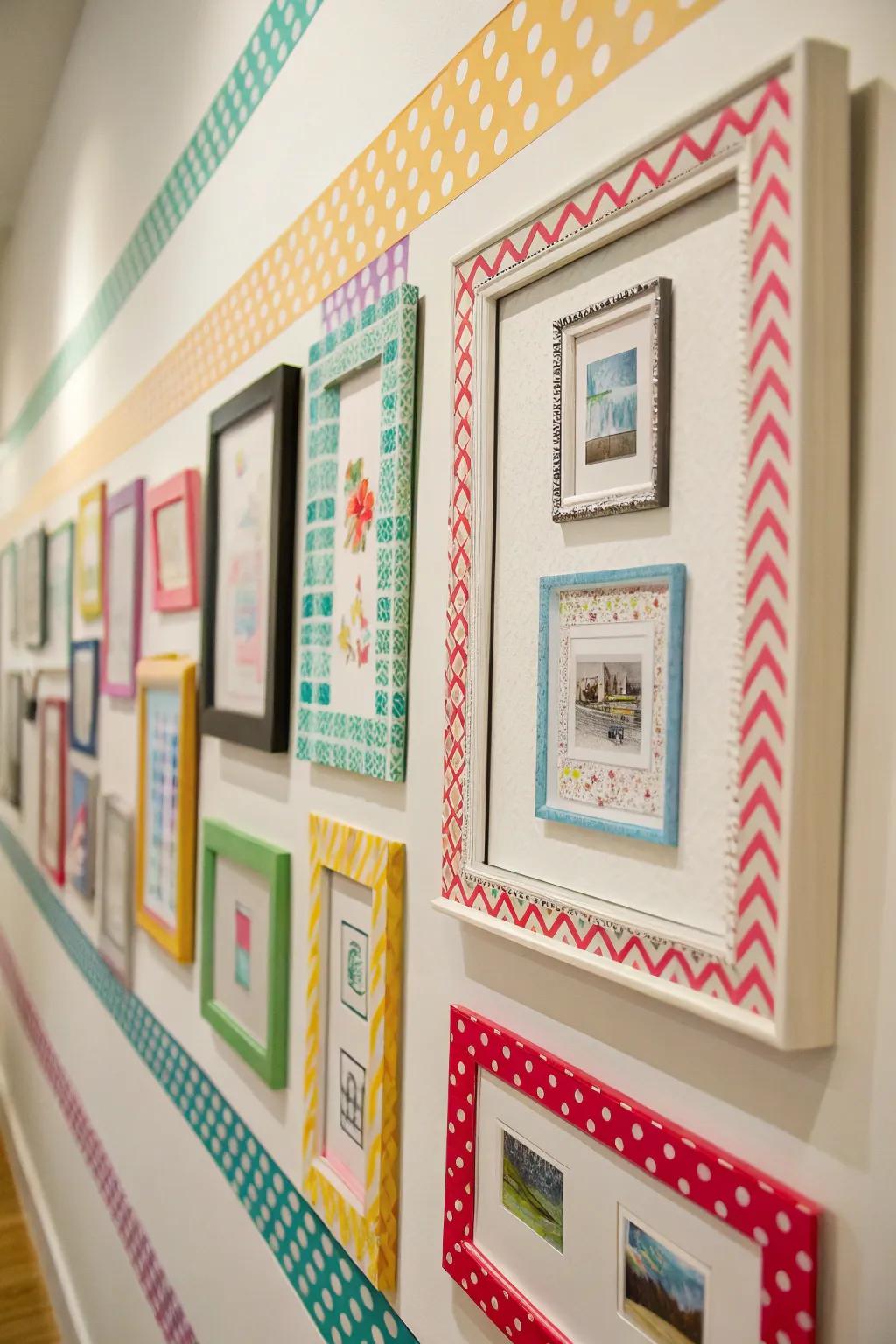 Customizable wall decorations can be crafted via the use of washi tape.