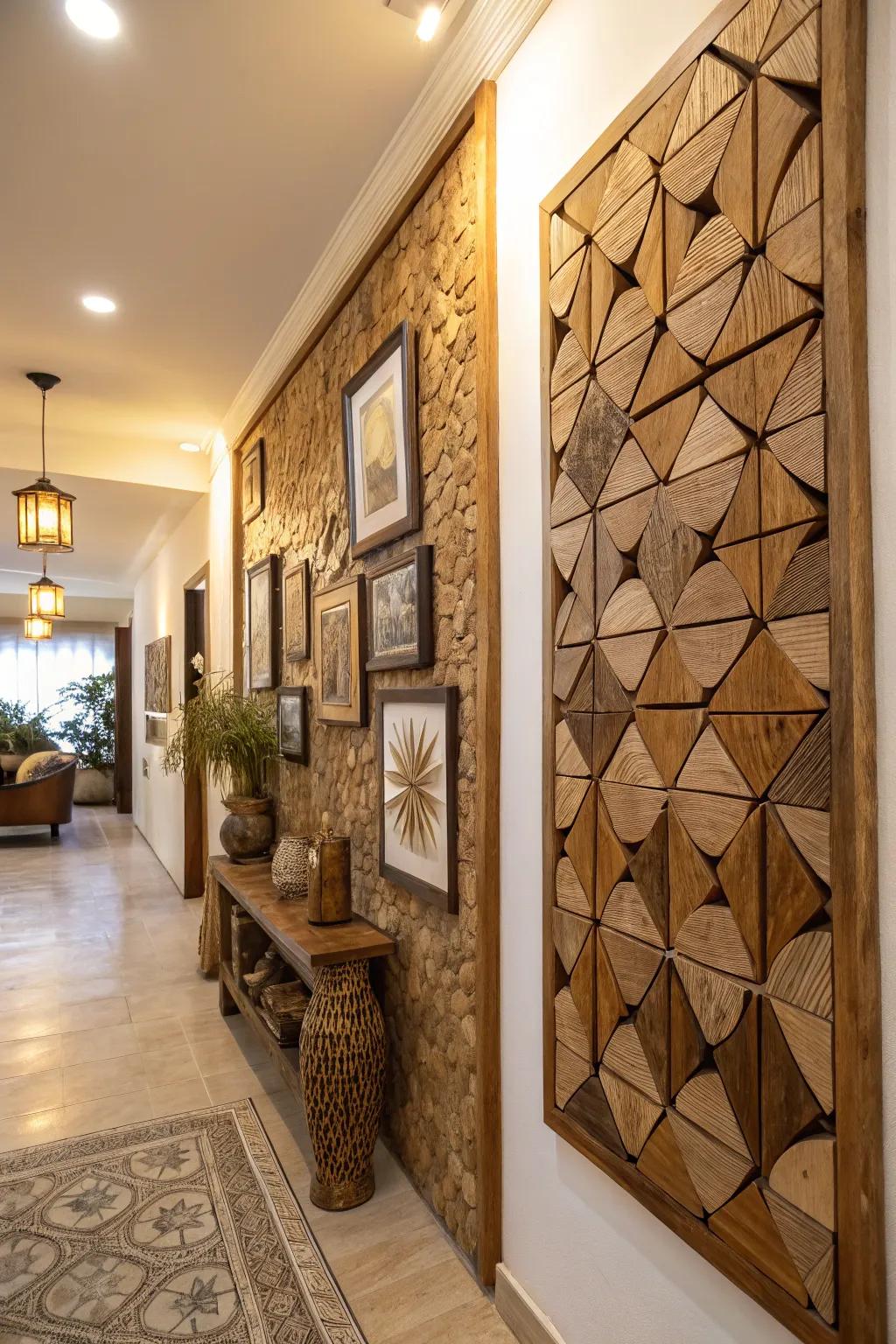 Wood mosaics.