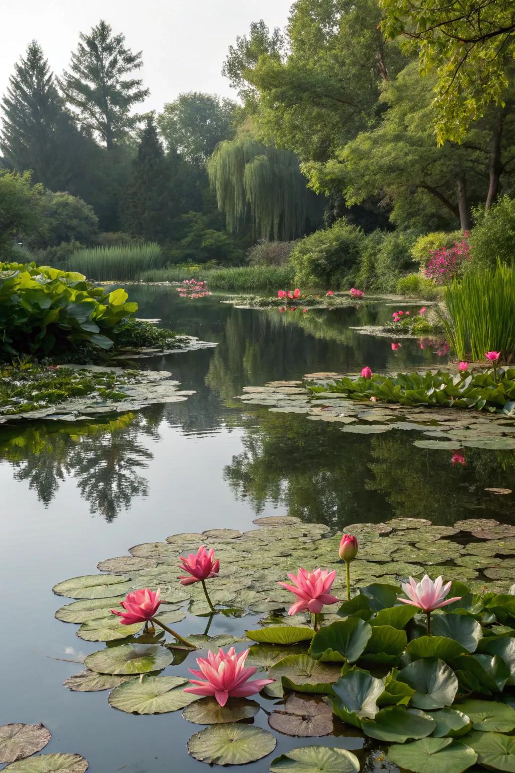 Water plants add color and beauty.