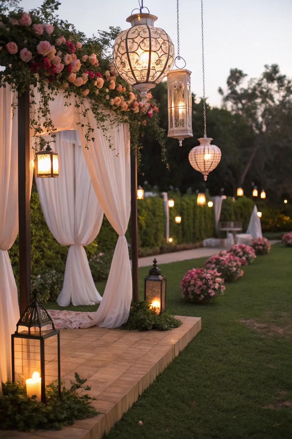 Inviting atmosphere with suspending luminaries.