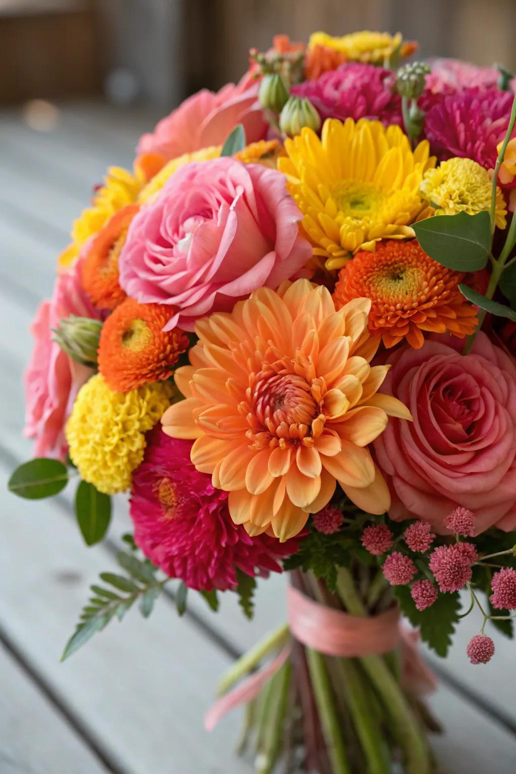 A bold bouquet displaying oversized blooms making a statement.