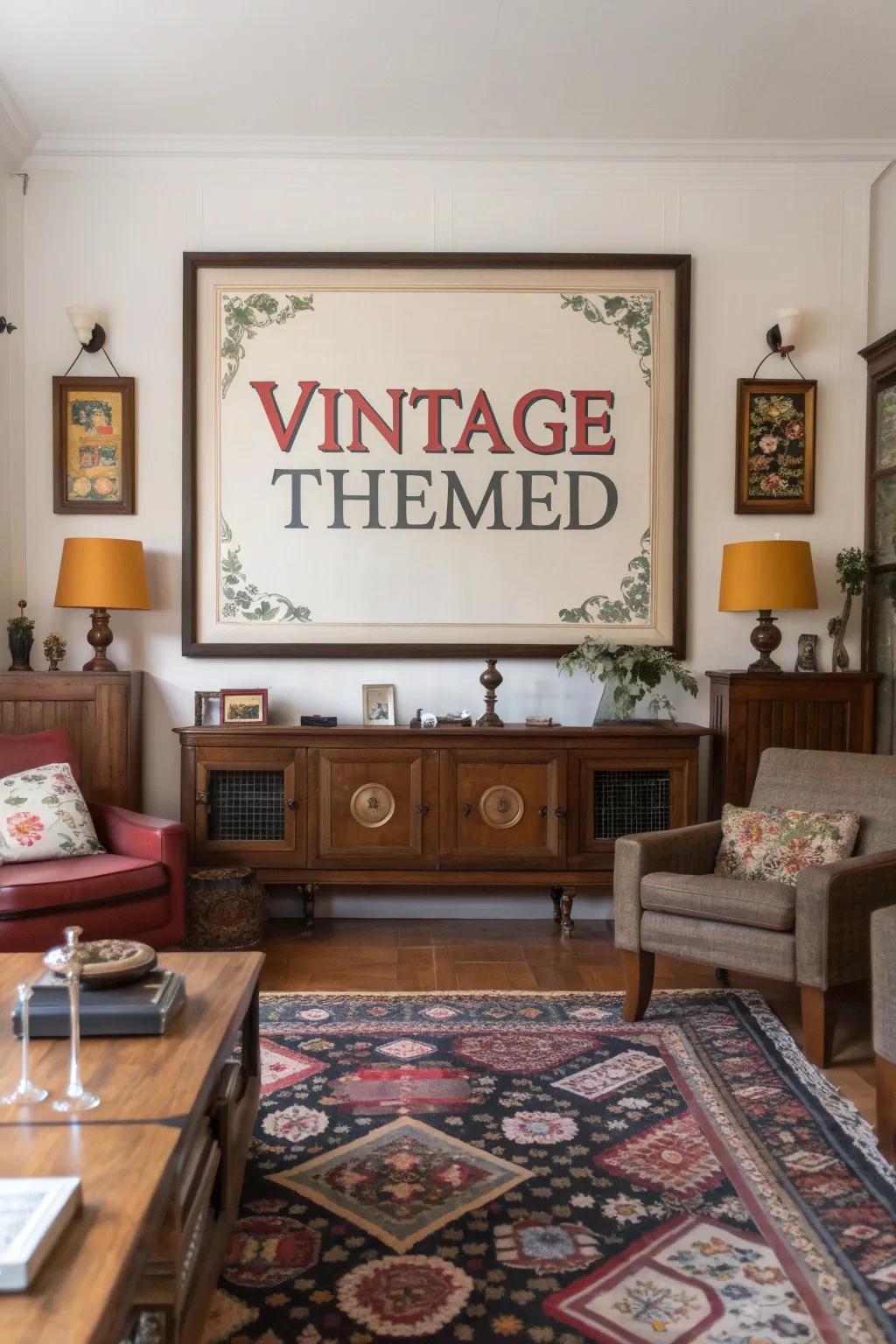 Vintage decor evokes nostalgia in welcome displays.