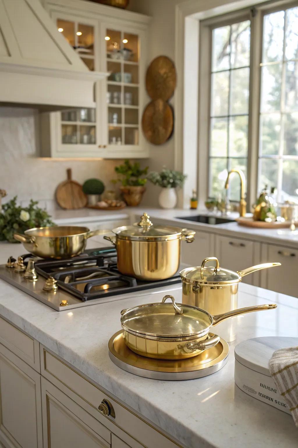 Cookware featuring gilded edges serves as both practical and decorative features.