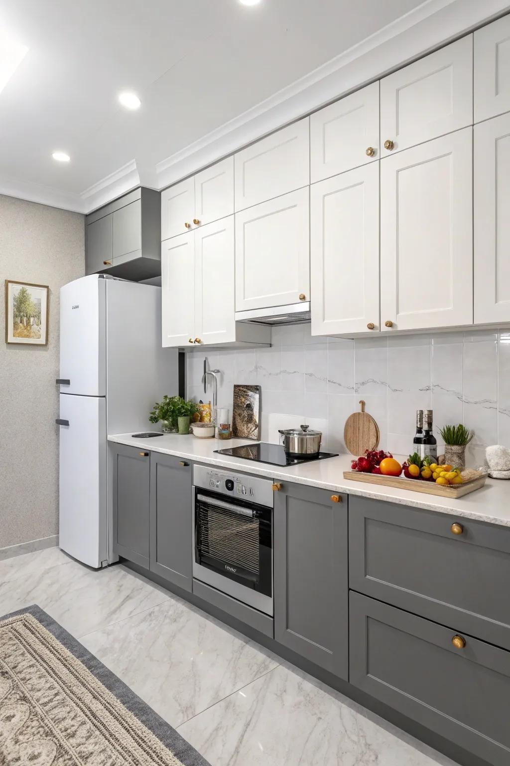 Understated embellishments elevate the cooking space's elegance.