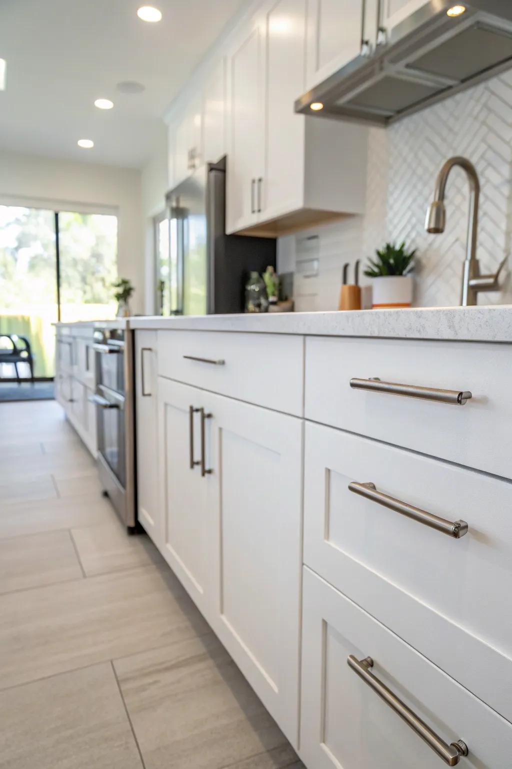 Modern bar handles offering clean lines and functionality.