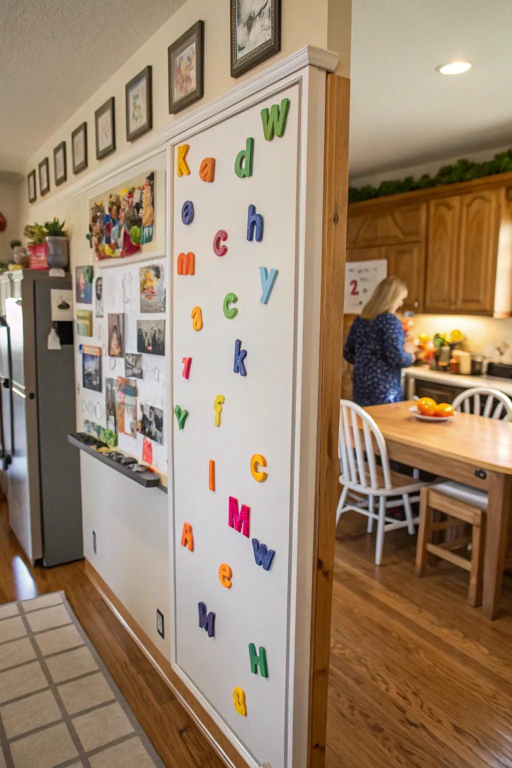 Magnetic glyphs infuse a playful touch to the whiteboard.