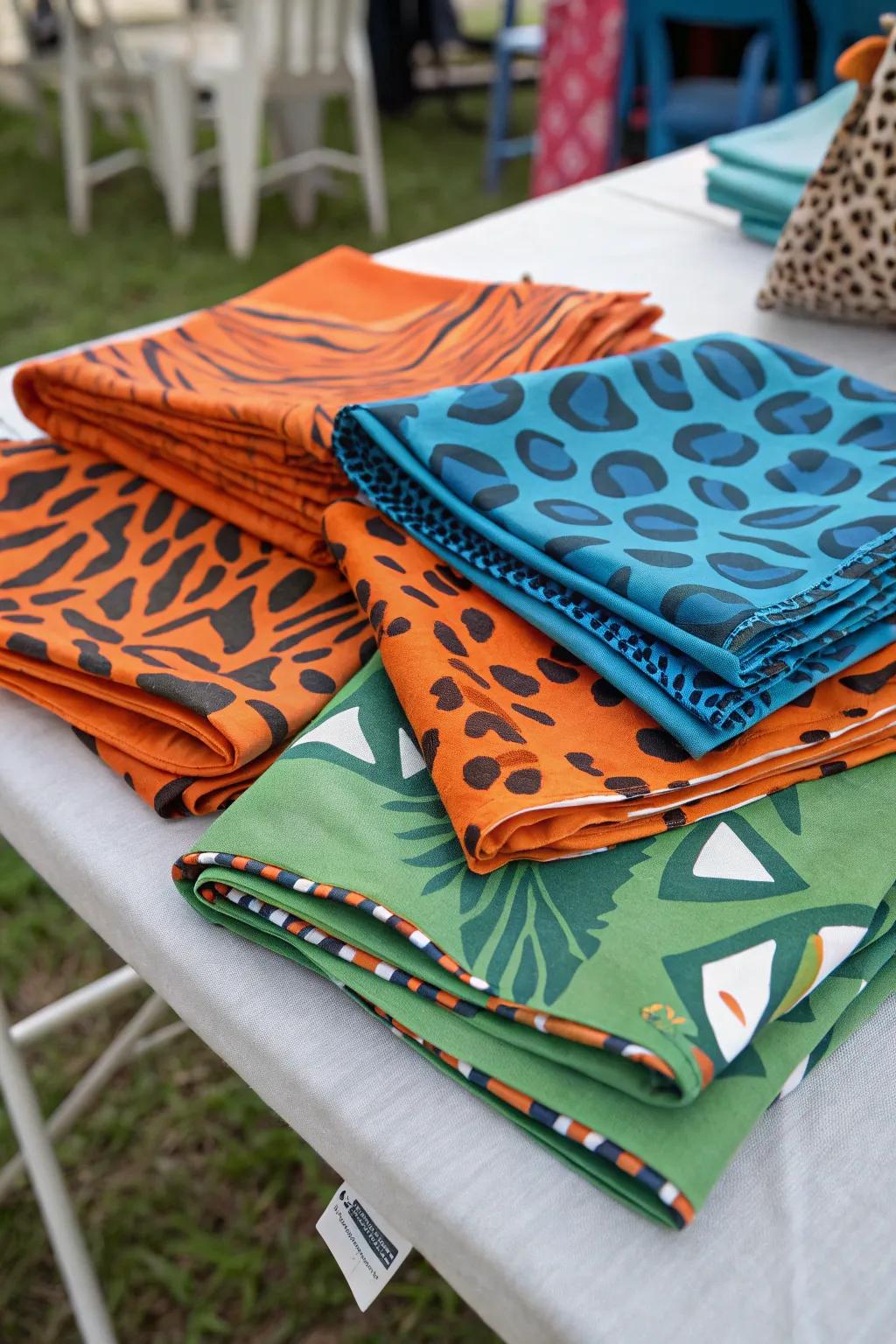 Creature graphic bandanas incorporate flair to celebration wardrobes.