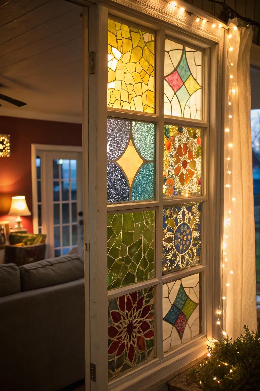 Design unique window decor with personalized mosaic craft.