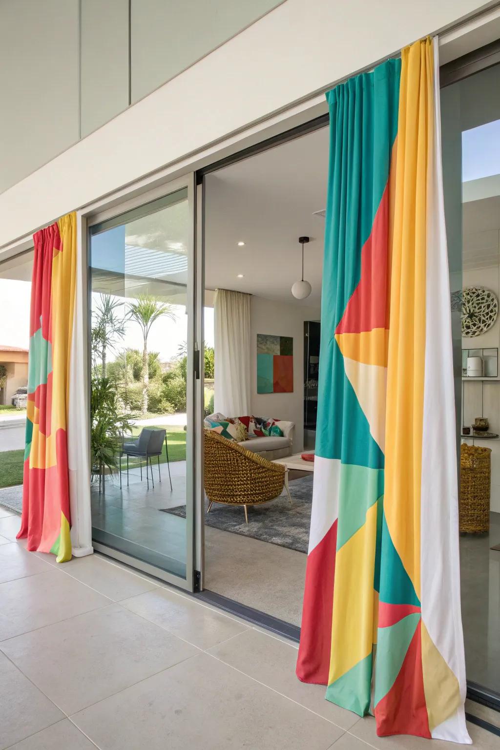Color block curtains that add vibrancy and energy