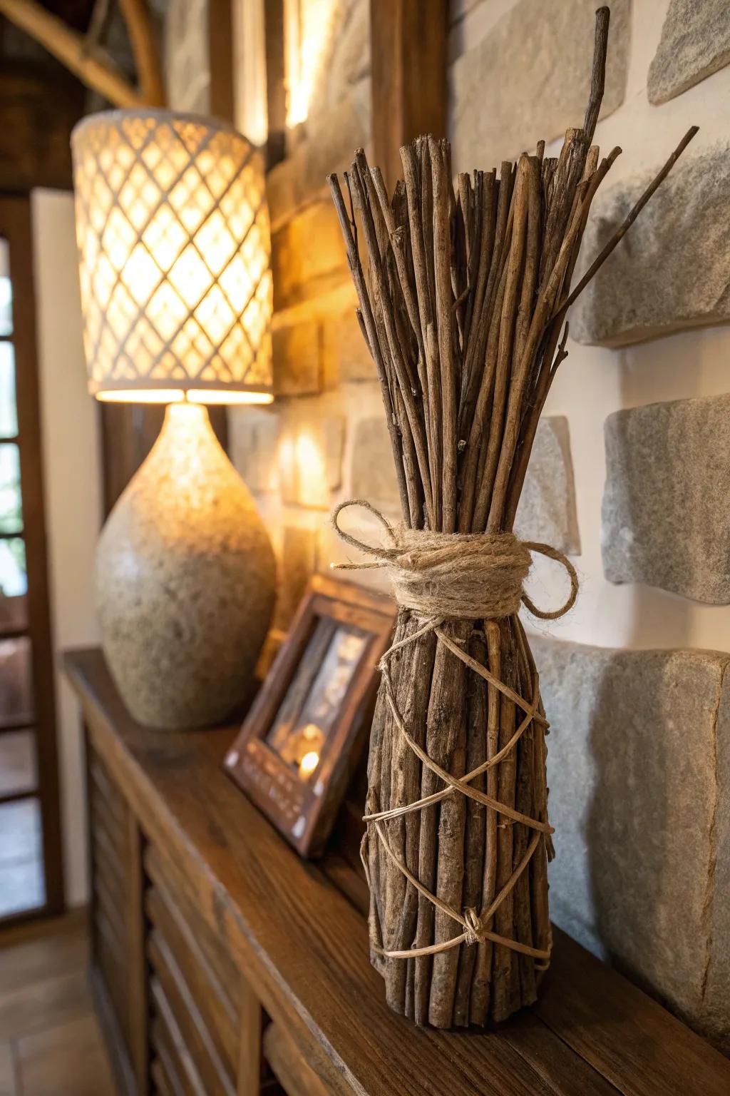 A branch bundle introduces earthy charm to any setting.