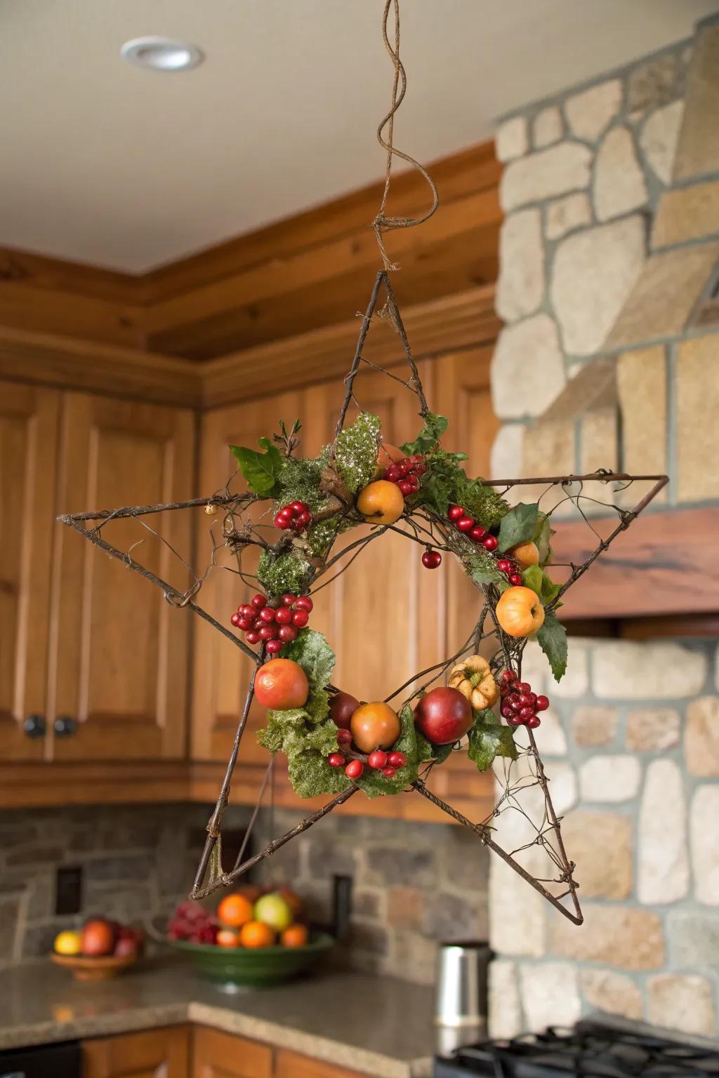 A fruity star garland for a harvest observance.