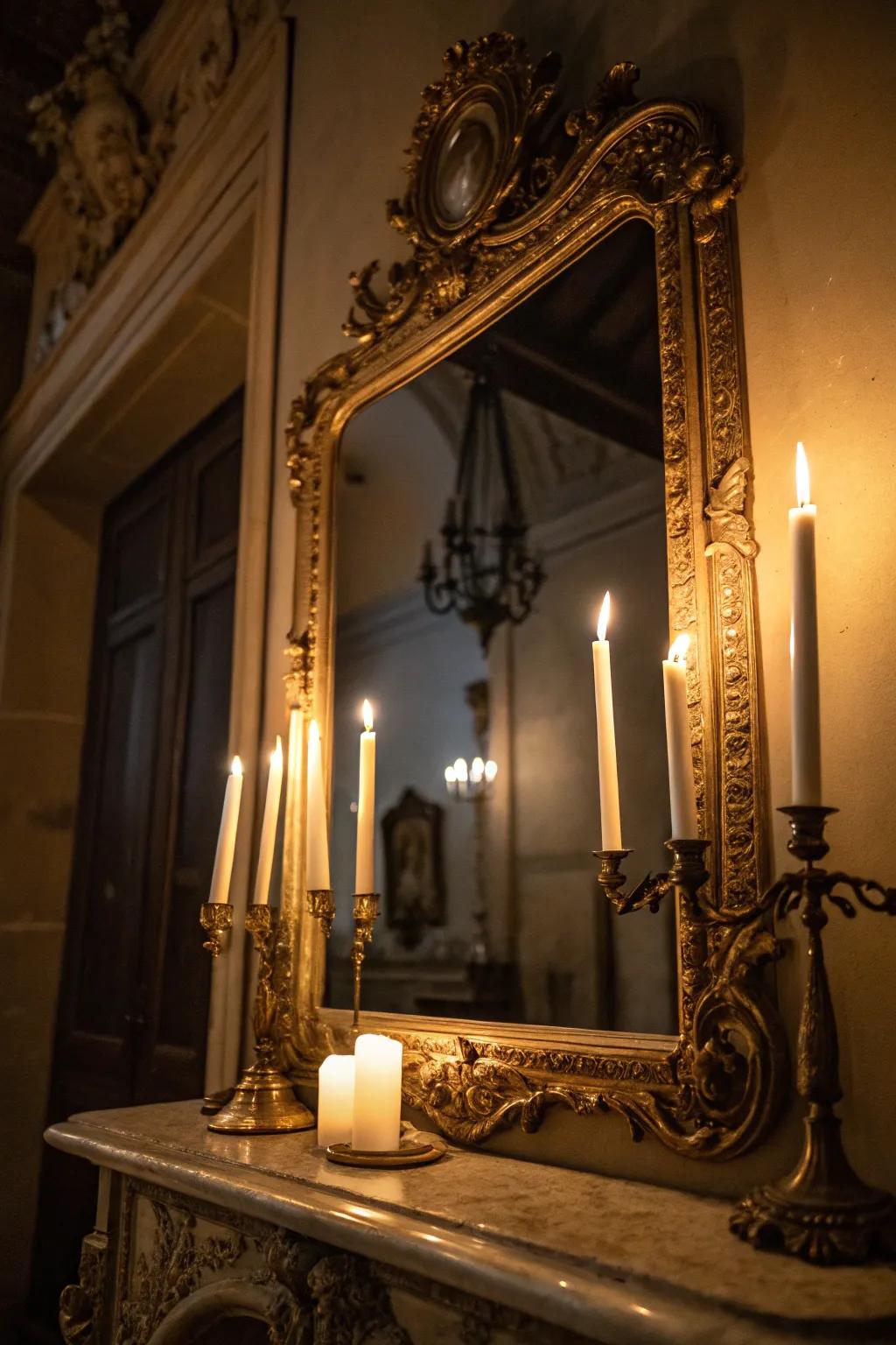 Antique reflectors contribute enigma and broaden the area.