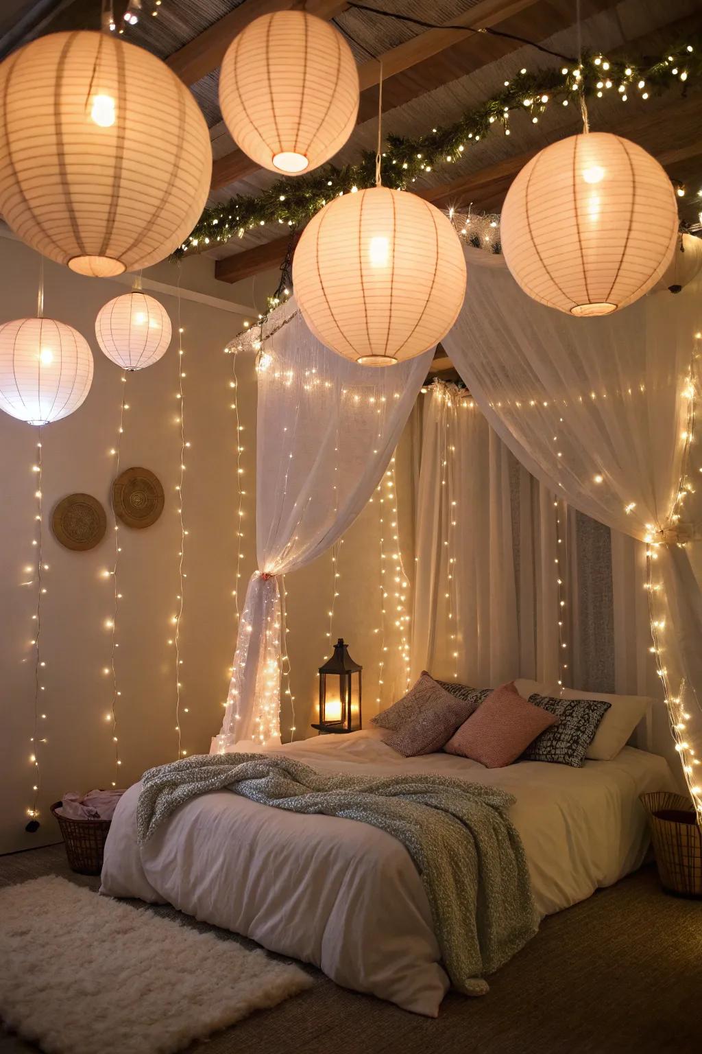Magical illumination casts an enchanting luminance over the space.