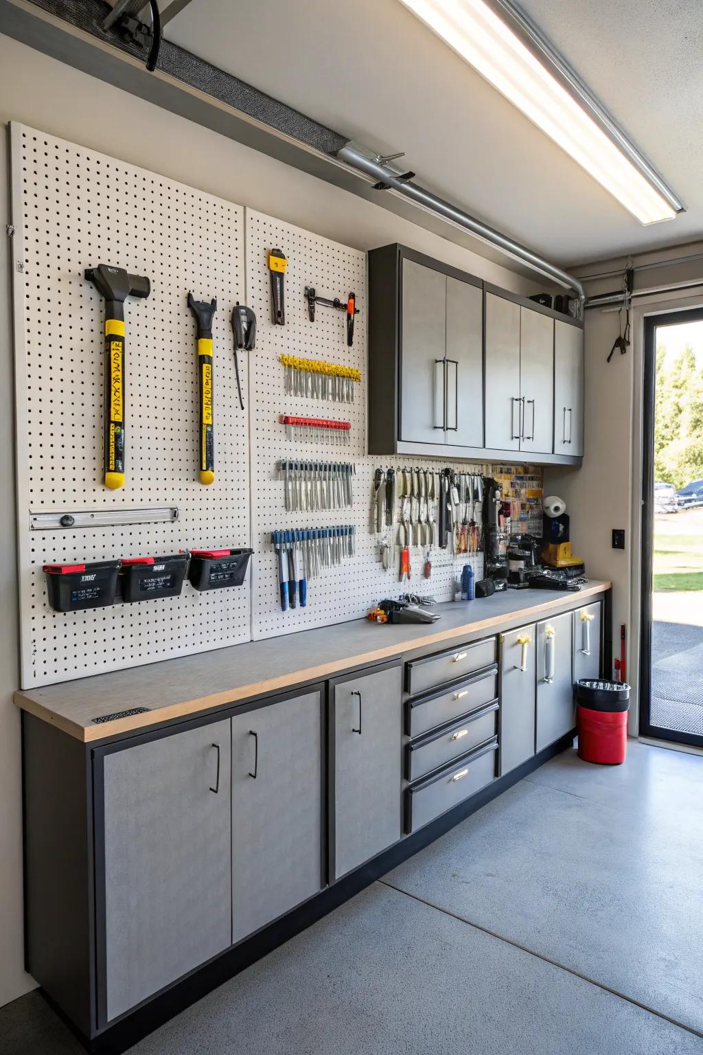 A well-organized tool space simplifies projects in your garage.