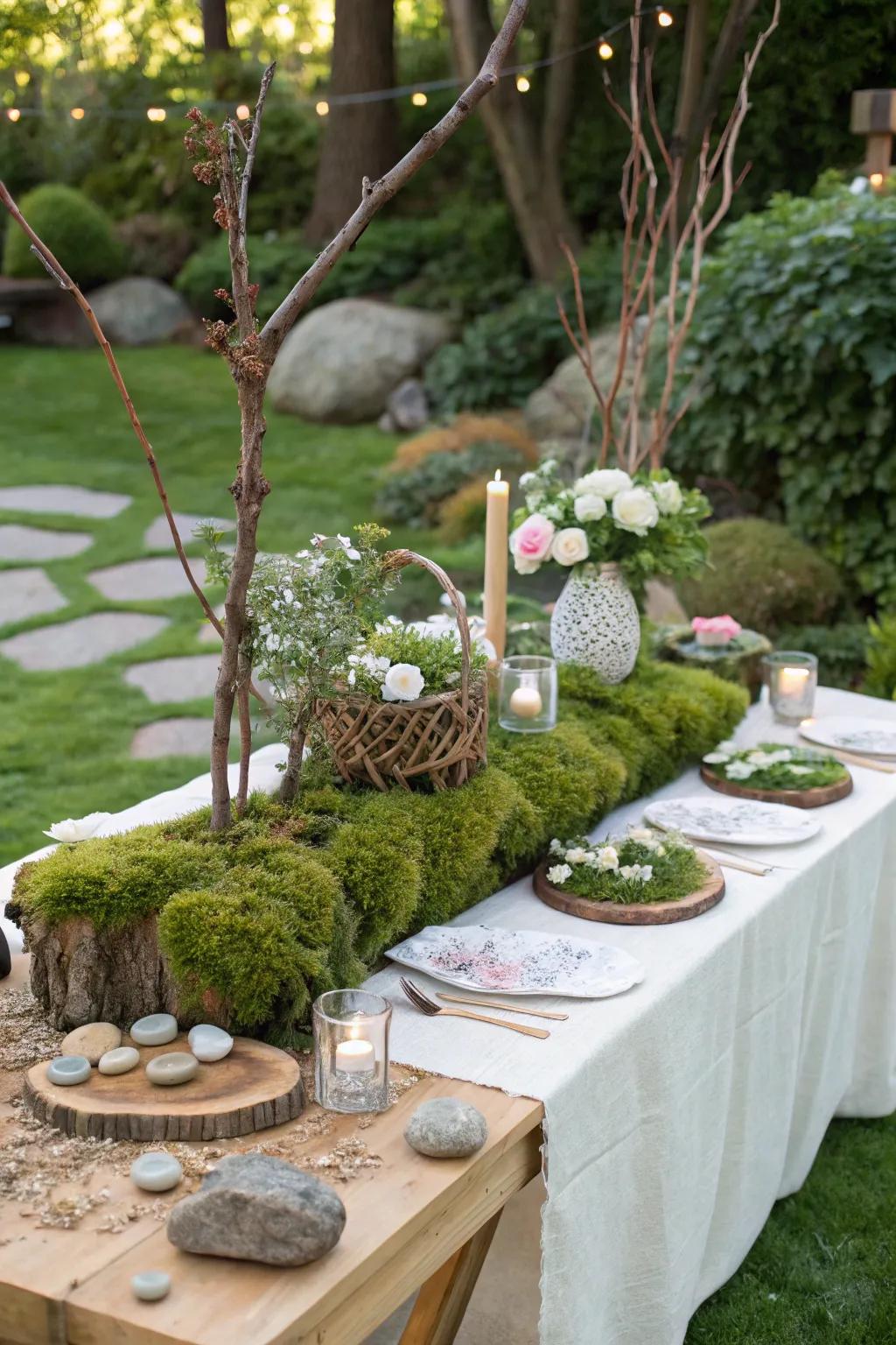 Nature-inspired accents transpose the garden onto the table.