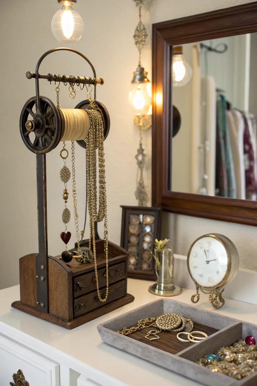 Exhibit your accessories with vintage panache.