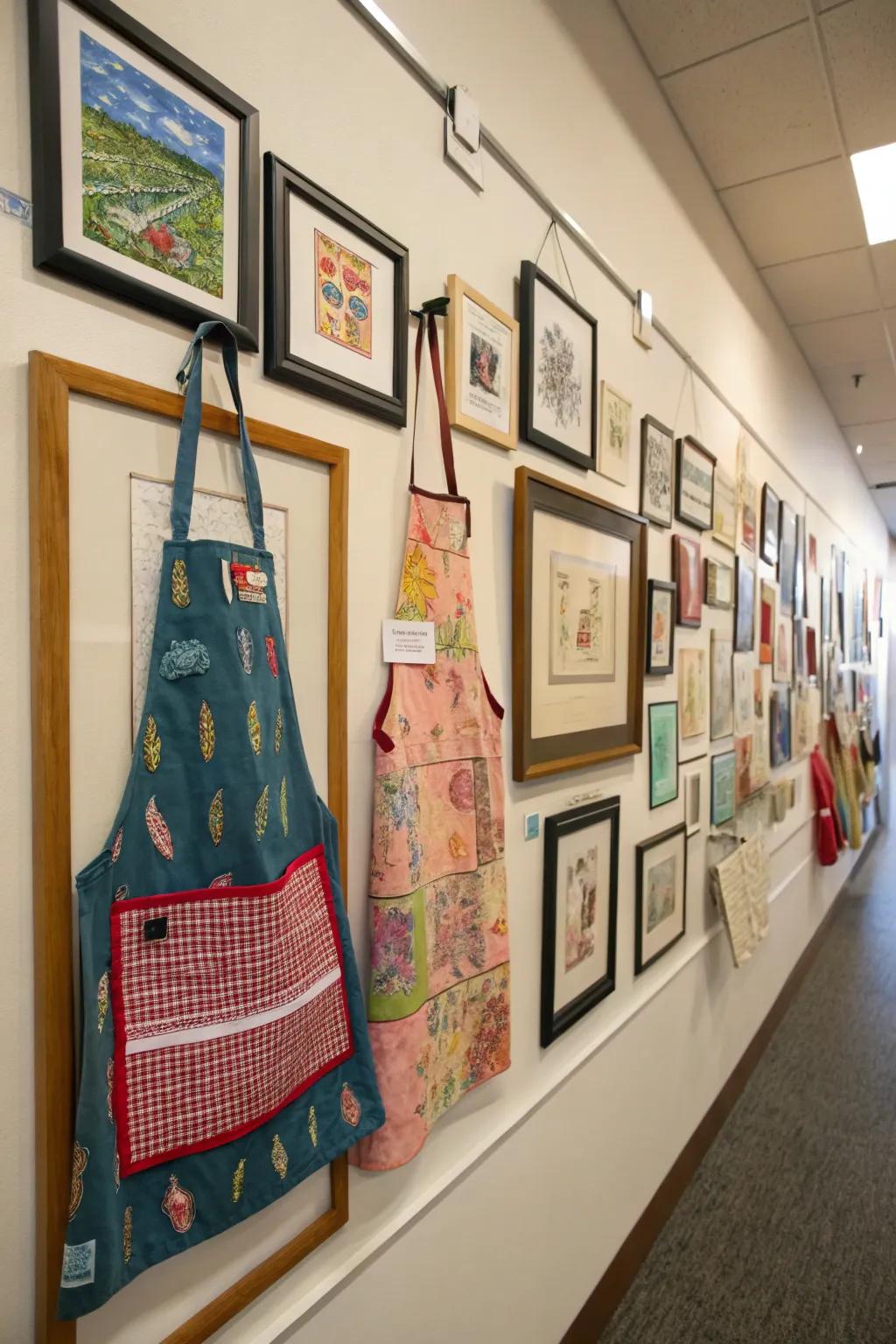 An apron gallery wall epitomizes an inventive methodology for exhibiting your assemblage.