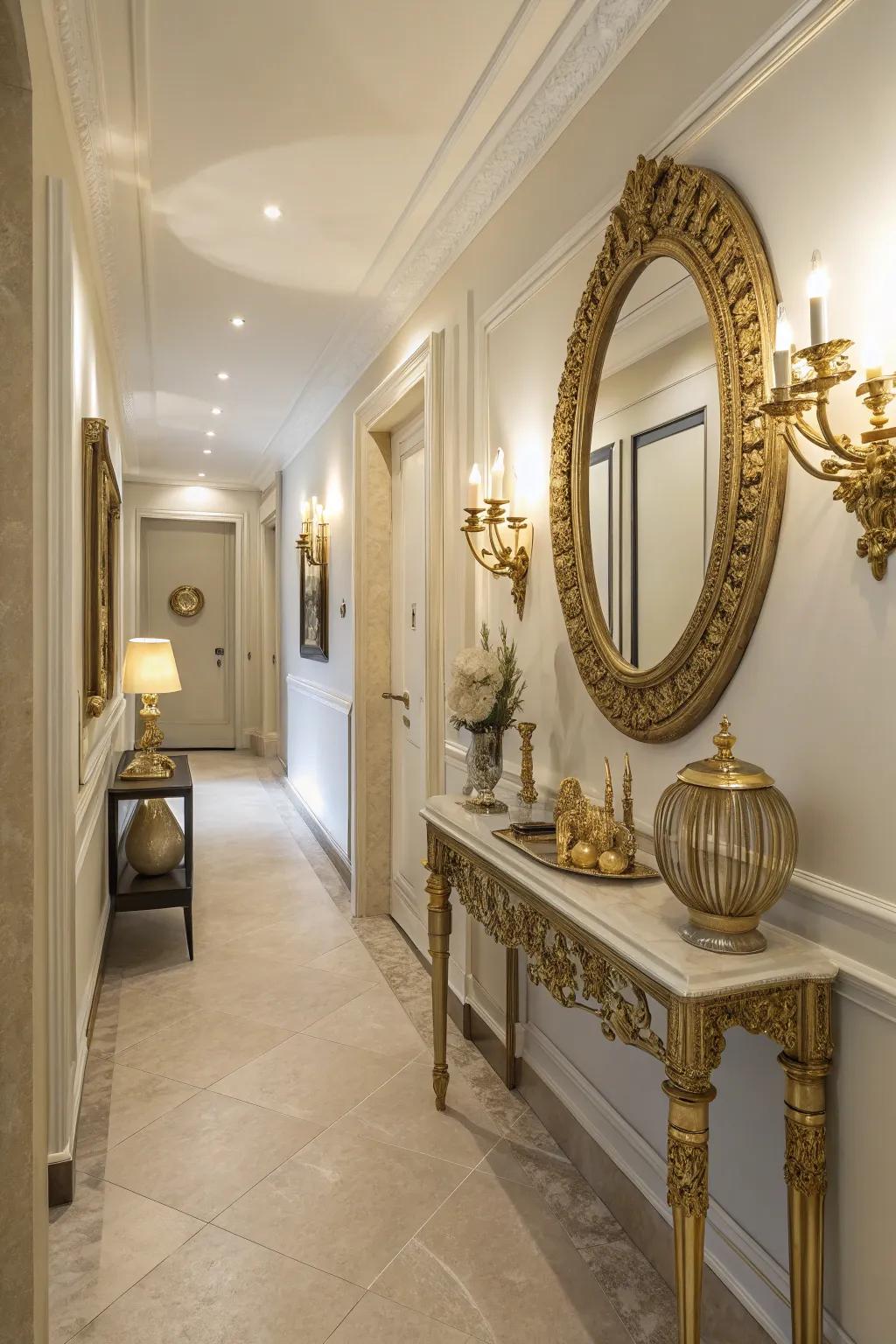 Golden details introduce warmth and luxury discreetly.
