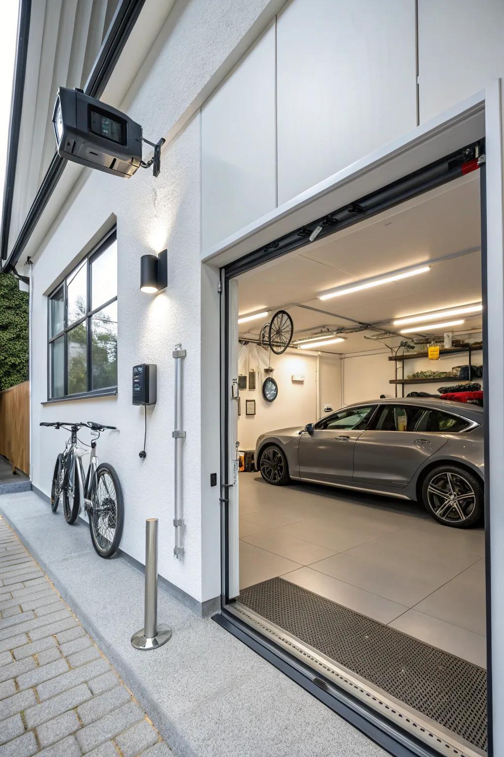 A high-tech garage equipped with the latest intelligent technology.