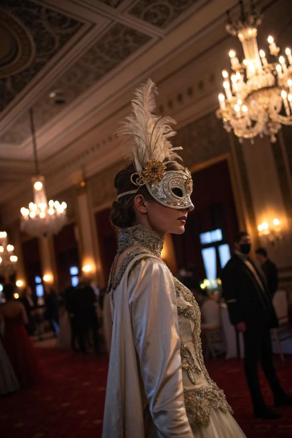 Introduce intrigue with a mysterious masquerade attire.