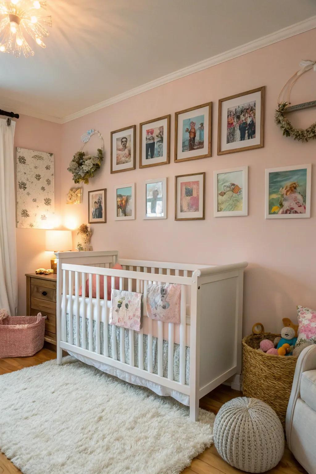 A photo gallery adds warmth and a personal touch to the baby area.