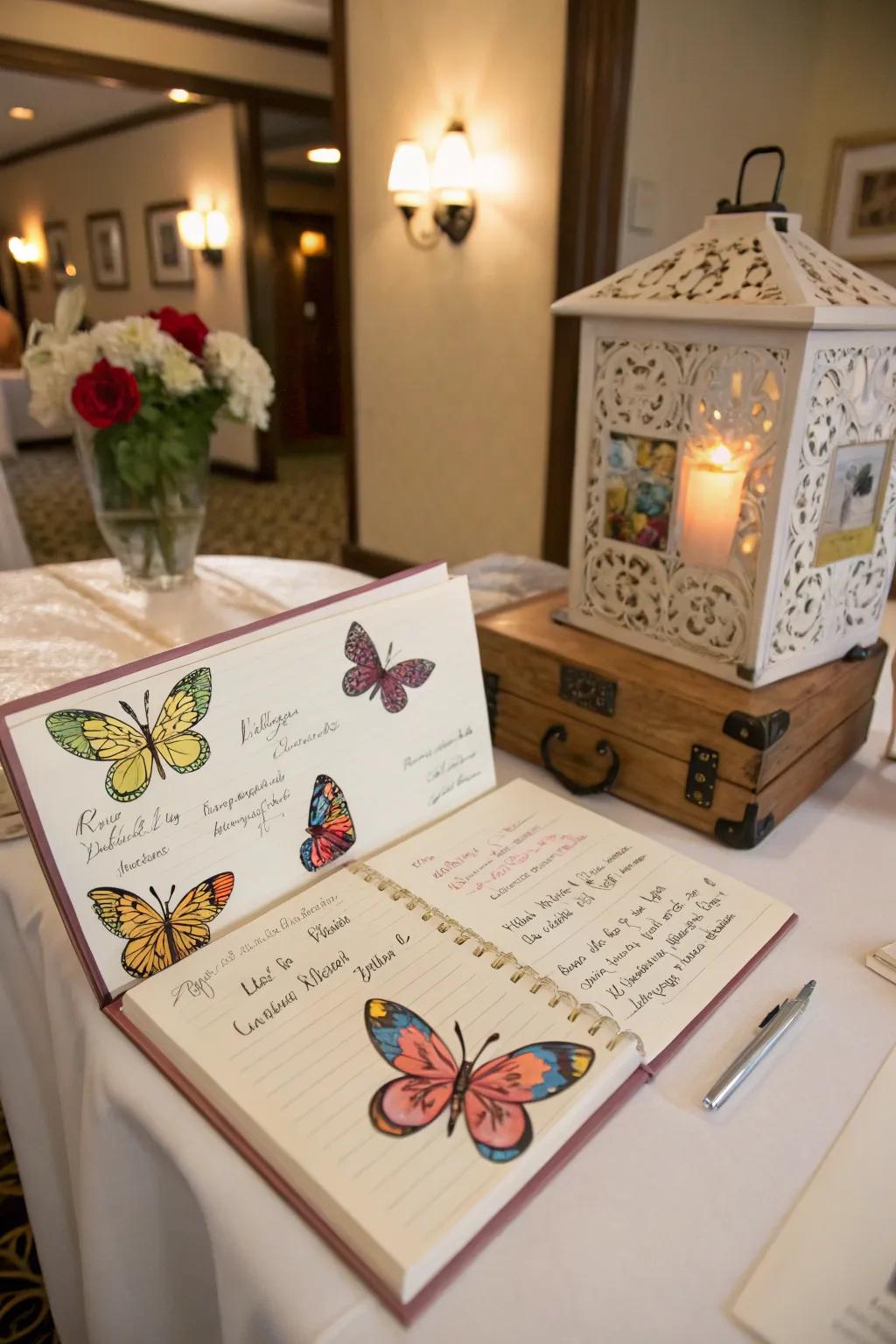 An interactive guestbook filled with special notes from attendees.