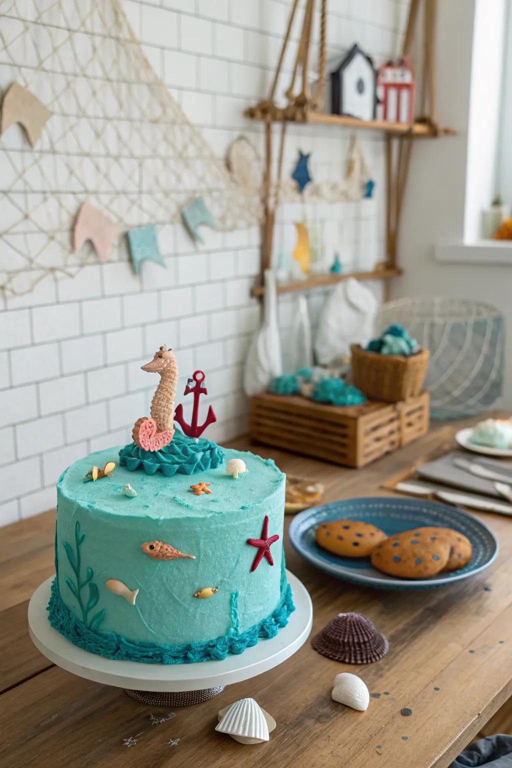 Under the sea-themed cake for a sprinkle of enjoyable.