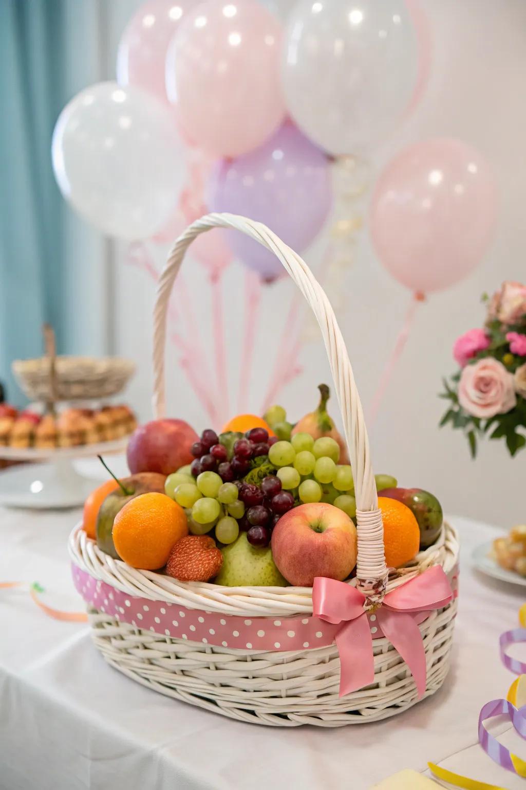 A fruit basket delivers radiant vibrancy and freshness.
