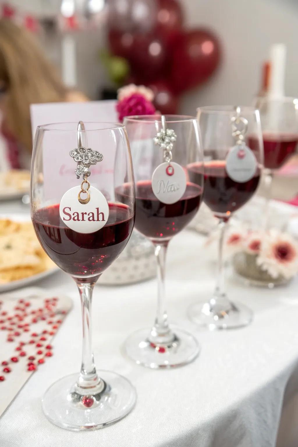 Beverage cups marked with personalized rings.