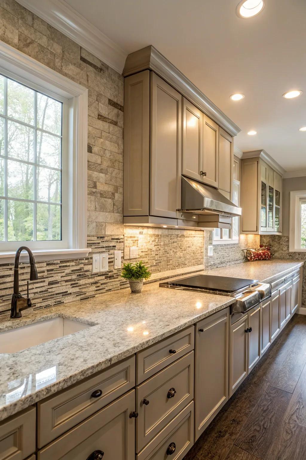 Neutral hues provide delicate sophistication with granite countertops.