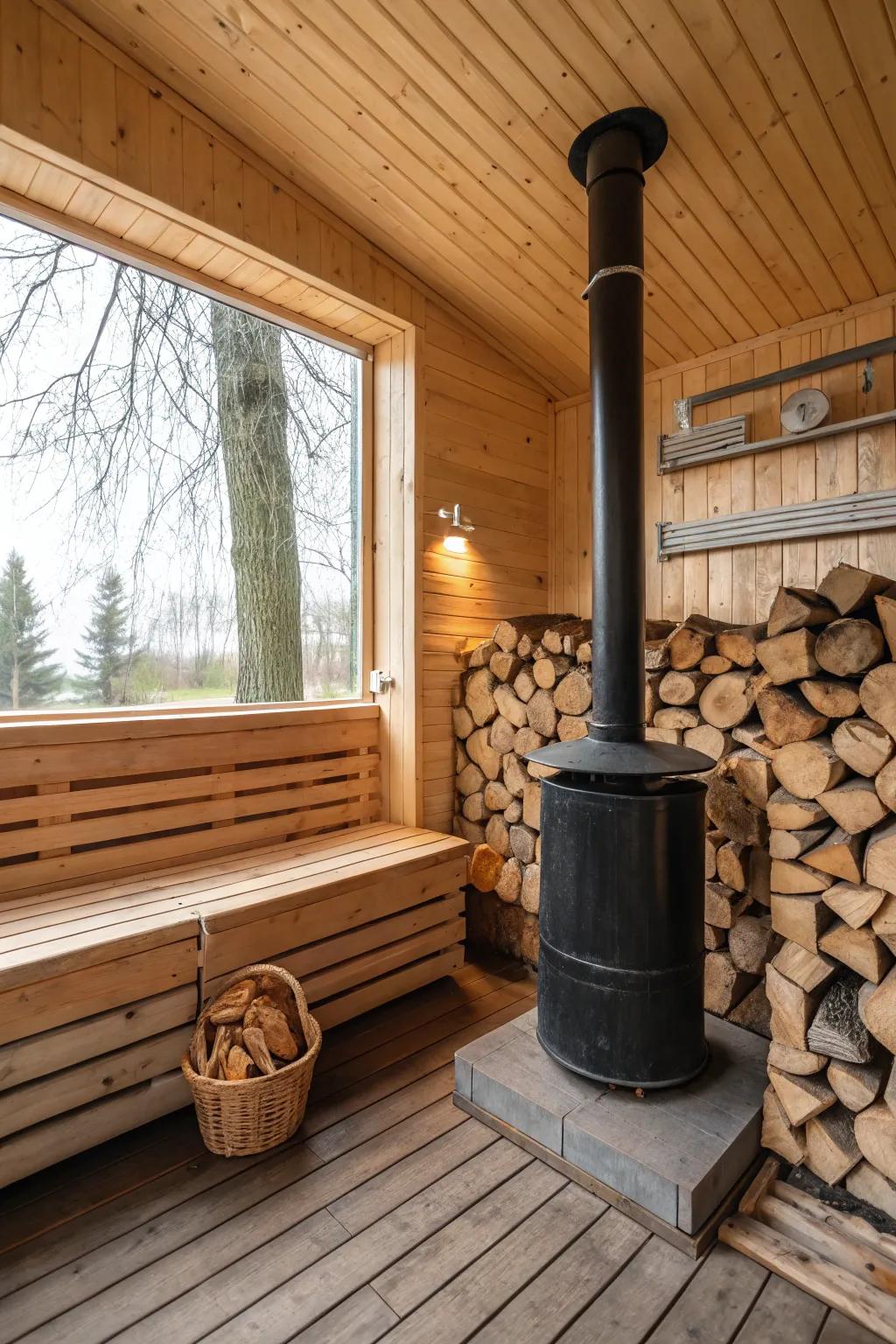A firewood sauna providing a traditional experience.