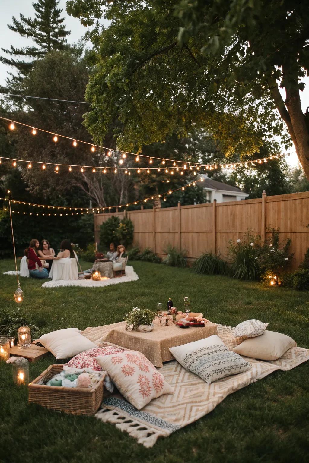 An intimate picnic design offers a cozy, relaxed seating choice.