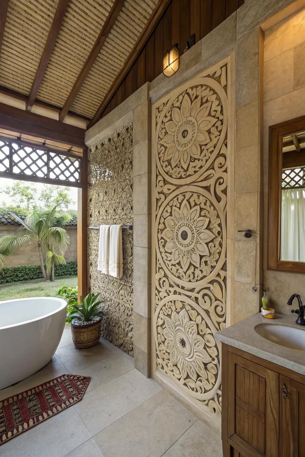 Balinese patterns generate a striking and culturally-rich focal point.