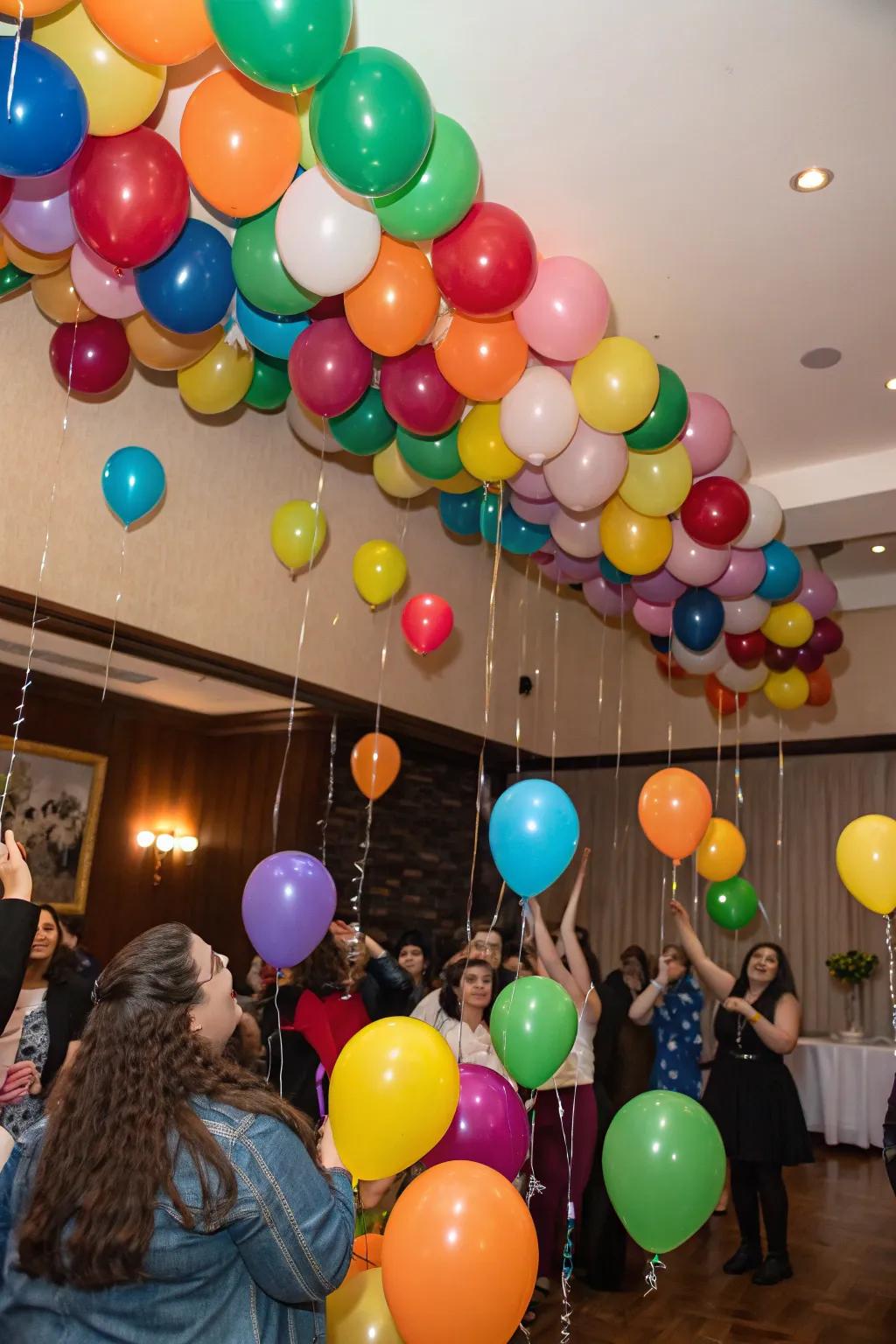 An exciting balloon drop brings thrill to any festivity.