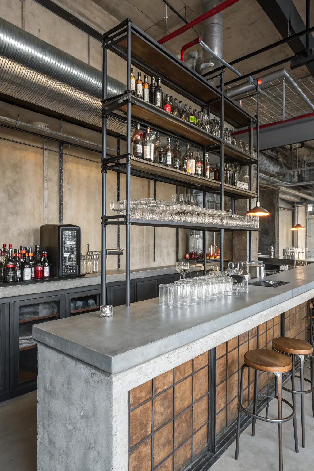 Factory touches deliver a modern, sharp bar aesthetic.