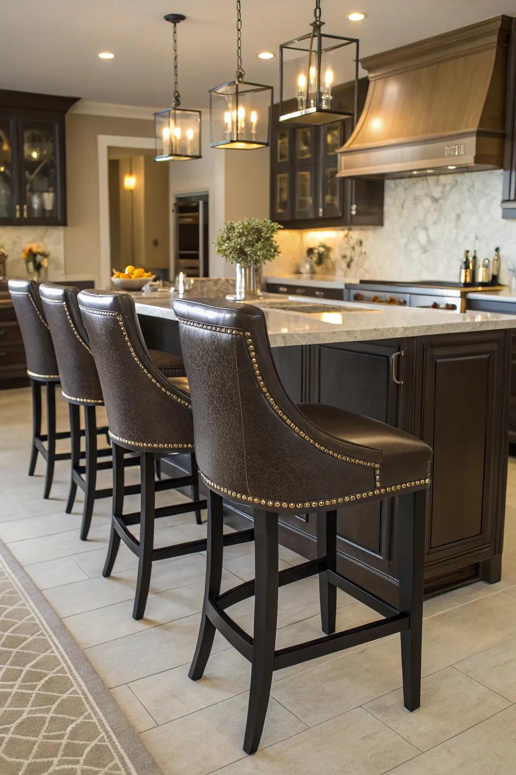 Modern faux leather bar stools to spice up a boring room.