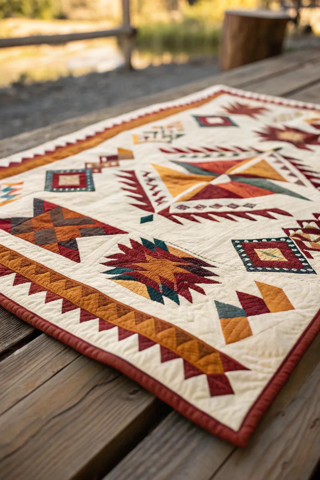 Barn quilt influenced by Southwestern designs.