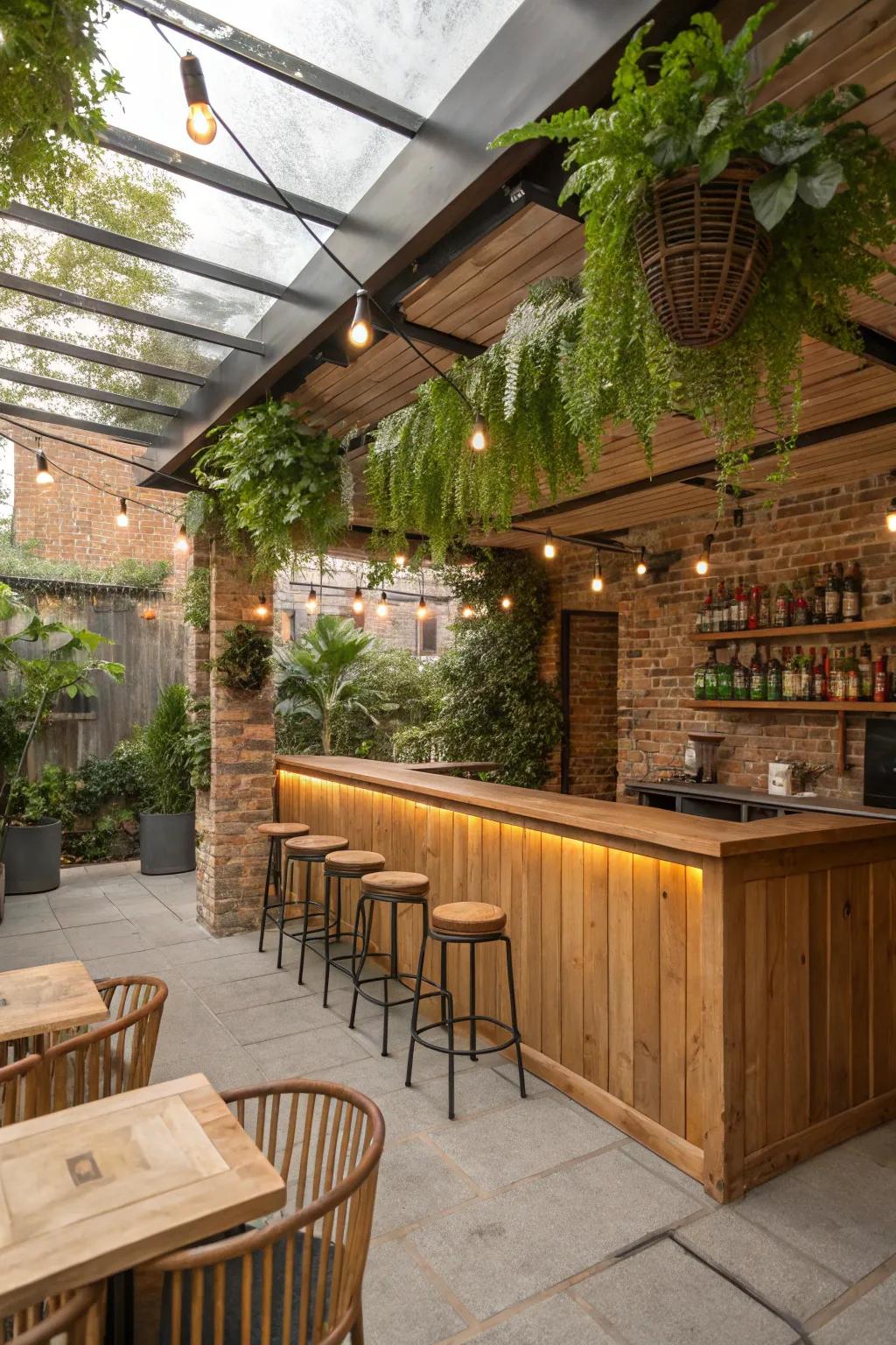 Design a refreshing escape using outdoor-inspired elements.