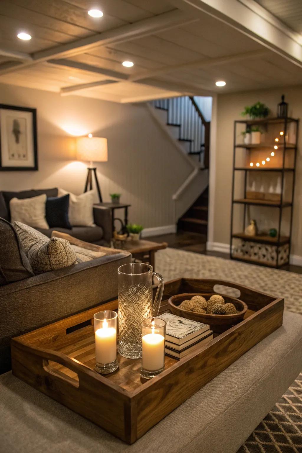 Border illumination introduces refinement and spaciousness to your basement.