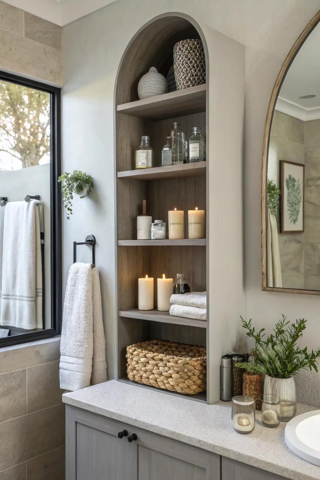 Suspended tiers provide style and storage.