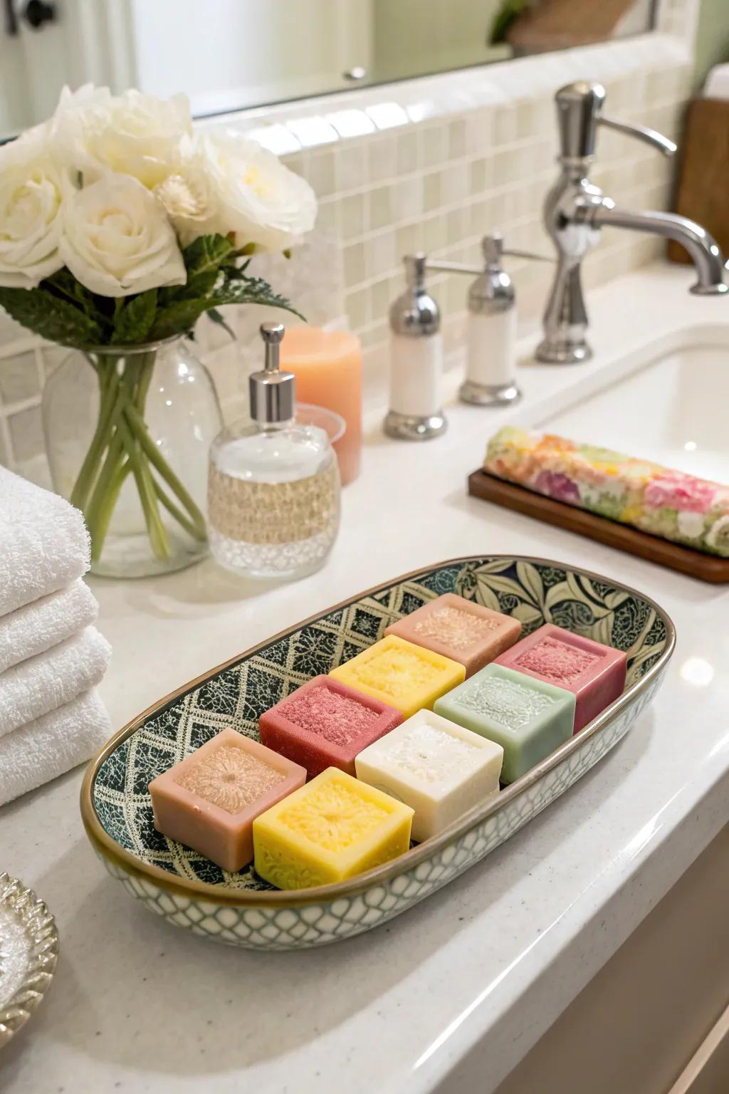 Molded soaps add grace and utility to your counter.