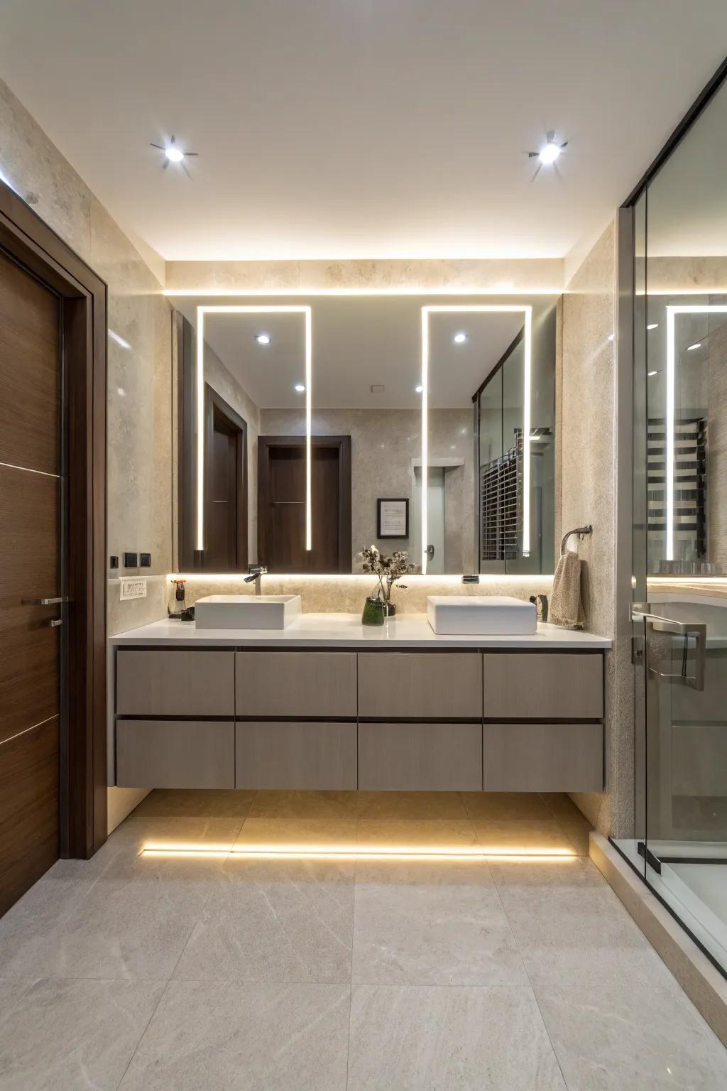 Advanced lighting offers versatile ambiance control for your bathroom.