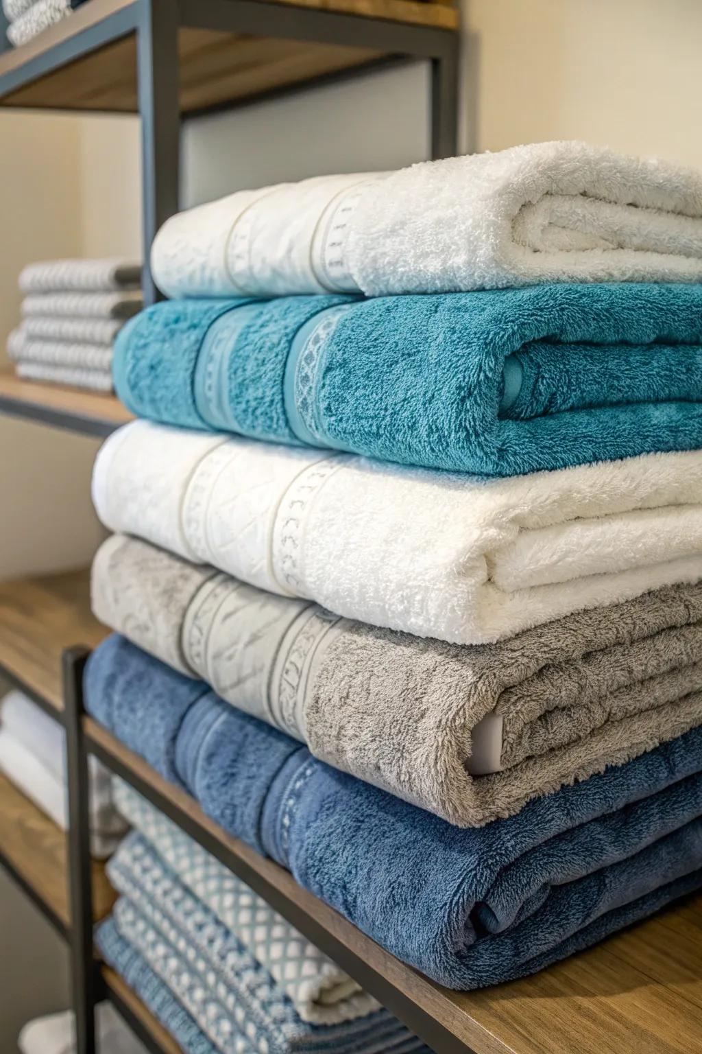 Showcase opulence using a tiered stack of cloths.