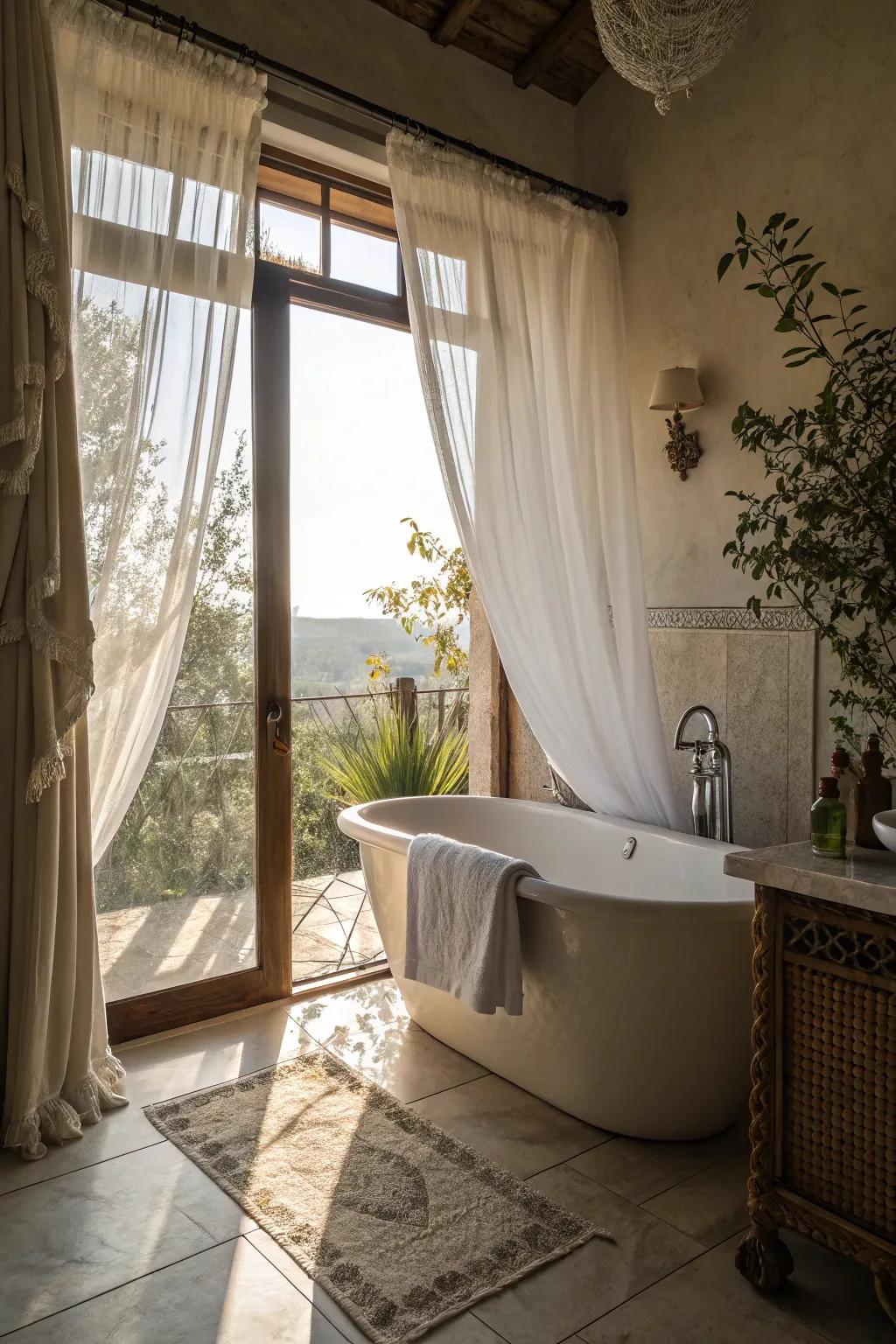 Clear draperies add a soft, gentle touch.