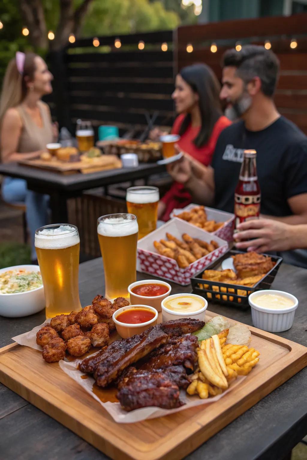 A relaxed Beer and BBQ Pairing scene.