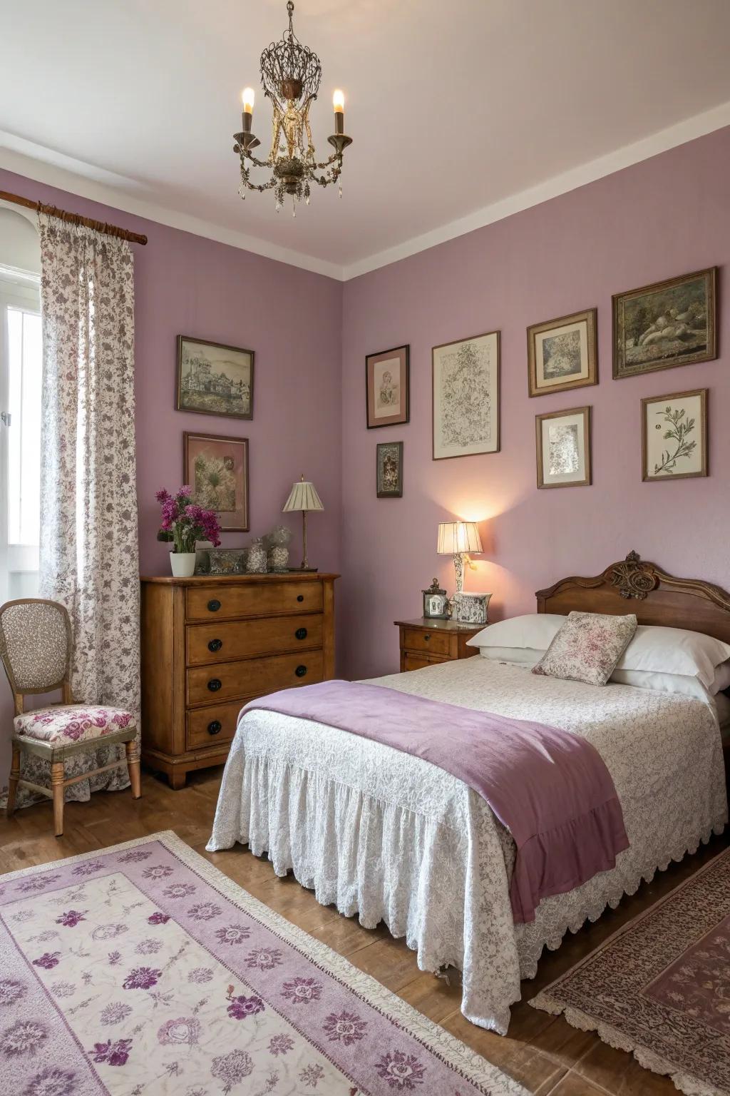Capture retro grace with mauve shades.